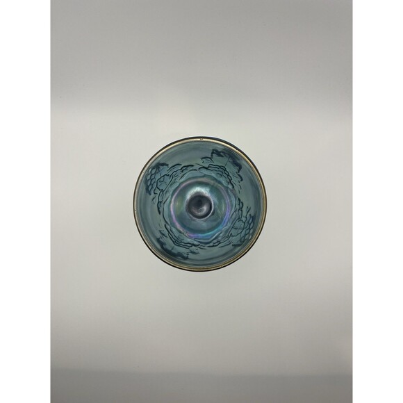 Vintage Indiana Blue Carnival Glass Footed Sugar Goblet Iridescent - Picture 3 of 5